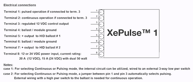 XeVision XePulse wiring recommendations