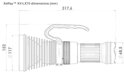 XeRay XV-LX70 side view with dimensions